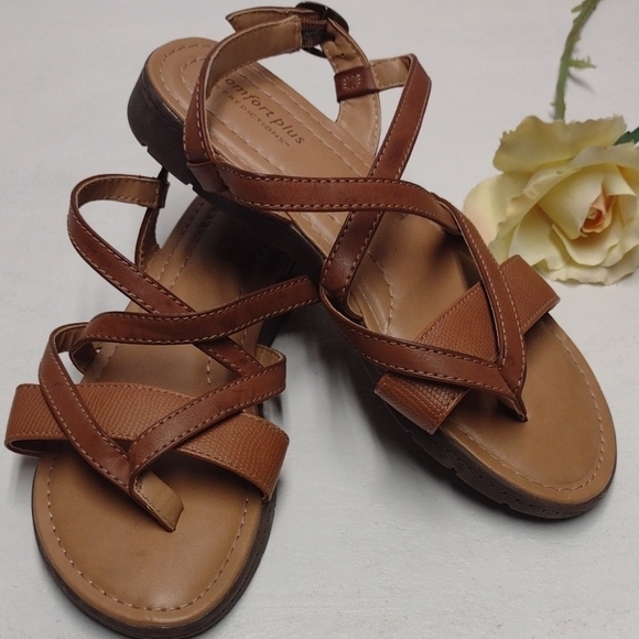 Predictions Shoes - Predictions Brown Leather Sandals with Adjustable Straps